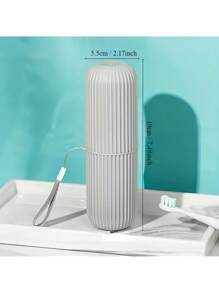 1 Pc Travel Toothbrush Set With Portable Storage Box, Rinsing Cup, And Toothpaste Holder - Alcohol-Free, Compact Design, Suitable For Oral Care