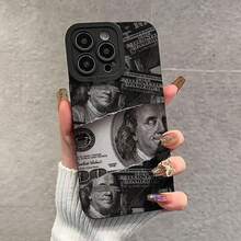 Creative Money Pattern Phone Case, Soft TPU Cellphone Protective Cases, Total Protective Shockproof Mobile Phone Cover For IPhone 11 12 13 14 15 16 Pro Max/Pro/Plus - 黑色 - 查看 3