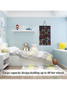 1 pieza Organizador de coches de fieltro S, Perchero de almacenamiento de coches modal, Decoración colgante de pared para exhibición en habitación de bebé, niños y guardería. - Negro - Ver 2