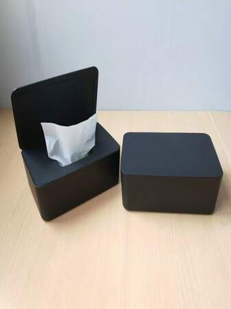 1pc PP Material Self-Flipping Tissue Box, Wet Wipes Box, Mask Storage Box, White Color