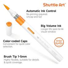 Marcadores de pintura acrílica Shuttle Art con control automático de tinta, set de 36/60 colores con punta de pincel para pintar sobre roca, cerámica, madera, lienzo, vidrio, piedra, tela, creación de tarjetas, manualidades y suministros de arte Springtok - 24 colores pastel - Ver 4