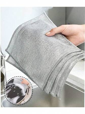 100/50/20/10/5/2pcs Metal Mesh Scrubbing Pads, Multi-Purpose Metal Wire Dish Cleaning Rags, Easy To Rinse, Reusable, Metal Wire Cleaning Cloths, Metal Wire Dish Washing Rags, Kitchen, Sink, Pots, Dishware And Utensils Washing And Cleaning, Sink, Countertop, Stove, Reusable Kitchen Cleaning Towels, Dish Cloths, Lint-Free, Stripe-Free, Washable Rags, Kitchen Supplies, Kitchen Cleaning Tools, Kitchen Items, Cleaning
