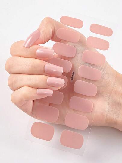 16 piezas/Paquete Calcomanías de uñas de unicolor, decoraciones de arte de uñas de cobertura completa