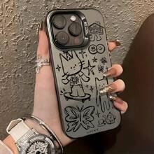 Cute Cat Pattern Phone Case, Anti-Drop & Shockproof Phone Protective Cover, Phone Accessory Compatible With IPhone 15 14 13 12 11 Pro Max Funny  Phone  Case Protection Protector - Black - View 2