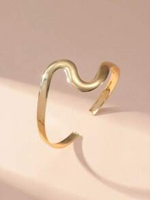 1pc Gold Smooth Simple Fashion Snake Armband - Yellow Gold - View 4