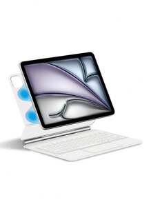 Keyboard Case Compatible With Ipad Air 11 / 13 Inch M3 2025 A16 11th 10th Generation Magic Keyboards Cover Compatible With Ipad Pro 11"/12.9 In / 13" M4/M2 6th 5th 4th 10.9 3rd 2nd Smart Folio Wireless Multi-Touch Backlight Magnetic White English