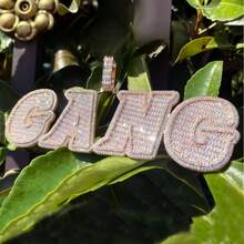 Customized New Big Letter Number Pendant Zinc Alloy Cubic Zirconia DIY Name Hip Hop Rap Personalized Couple Everyday Wear Jewelry With One 50cm Woven Chain Included, Gold, Stylish, Colorful, Vintage, Simple, Unisex, Casual, Cuties, Custom, Personalized, Unique, Ideal Gifts For Him, Middle School Students, High School Senior High School Students, College Students, University Students, Freshman, Sophomore, Underclassmen - Multicolor - View 20