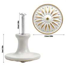 10 件装复古象牙白金属橱柜把手 - 油面处理，35 毫米单孔梳妆台把手，适用于衣柜和抽屉 - 白色 - 查看 4