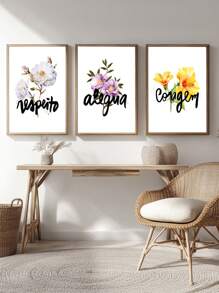 Kit Of 3 Respect, Joy, Courage Frames Ideal For Living Room, Office, Bedroom - Mocha Brown - View 3