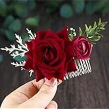 Handgemachter Samt Rosen Haarkamm, Hochzeitsfeier Haaraccessoire, künstliche Blumen Braut Haarschmuck, künstliche Blumen Rosen Haarspange, perfekt für Abschlussball, Bankett, Veranstaltungen