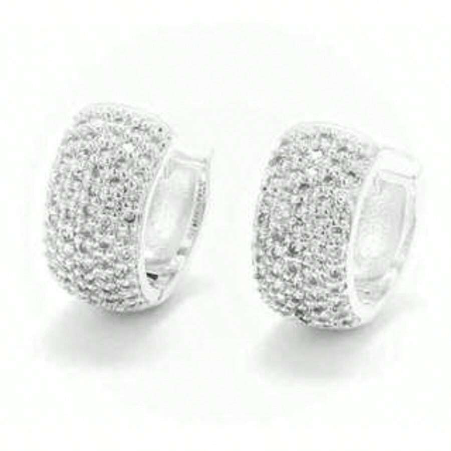 Zirconia Studded Earring - Bạc - Xem 1