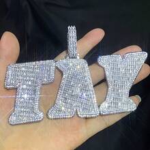 Customized New Big Letter Number Pendant Zinc Alloy Cubic Zirconia DIY Name Hip Hop Rap Personalized Couple Everyday Wear Jewelry With One 50cm Woven Chain Included, Gold, Stylish, Colorful, Vintage, Simple, Unisex, Casual, Cuties, Custom, Personalized, Unique, Ideal Gifts For Him, Middle School Students, High School Senior High School Students, College Students, University Students, Freshman, Sophomore, Underclassmen - Multicolor - View 9