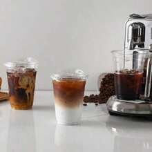 50/40/30/20/10pcs Reusable Transparent Plastic Cups With Lids, Suitable For Ice Cream, Coffee, Juice And Beverages, Great For Wedding Parties