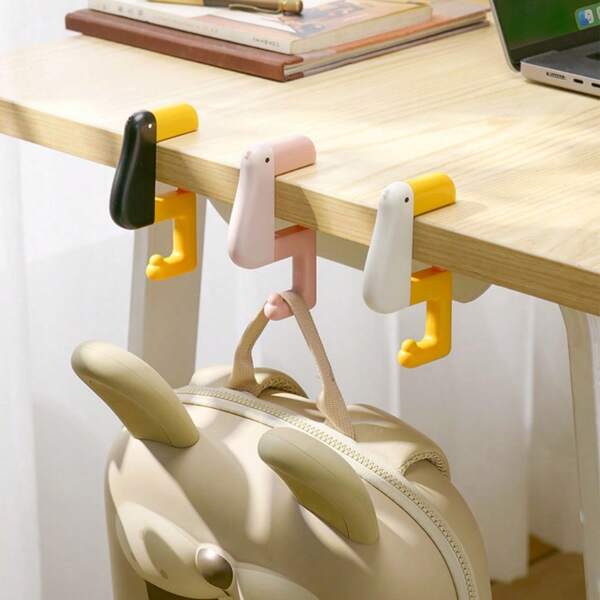 1pc Desktop Fixed Hook Office Desk Side Hook Cliff Schoolbag Hook Cute Plastic Desktop Hook