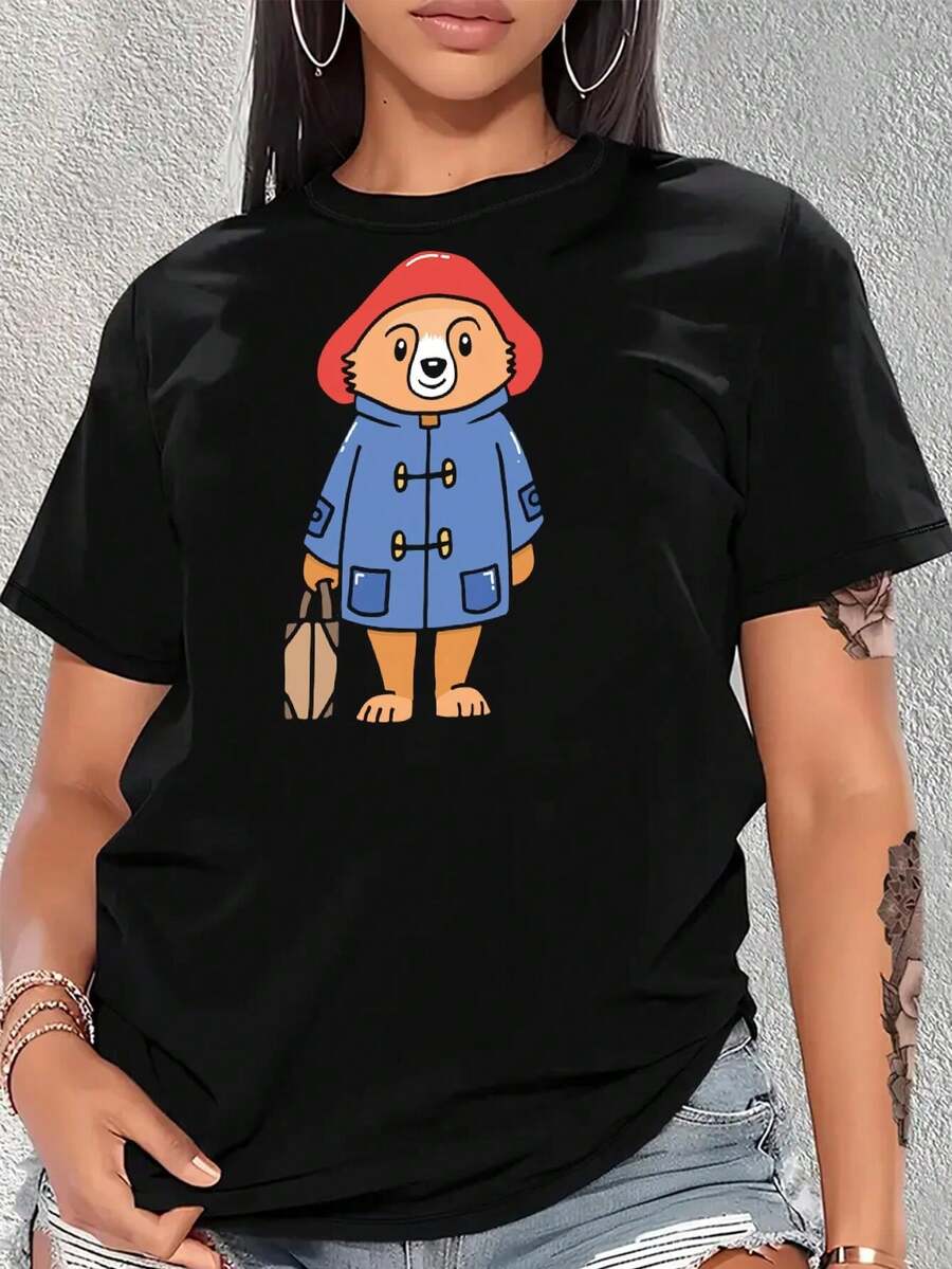 Women's Paddington Bear T-Shirts Cute Comfy Classic - Black - View 1