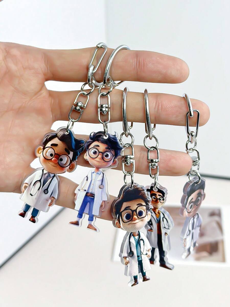 Flat 2D Acrylic Doctor Keychain, Ideal Gift For Doctor Friends, Keychain Pendant Accessory, Christmas Gift For Doctors