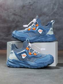 1 par de zapatillas deportivas transpirables tipo slip-on con cordón para niños, zapatos deportivos casuales de baja altura para niñas, zapatos atléticos cómodos para niños y adolescentes, adecuados para primavera, verano, otoño e invierno - Azul - Ver 6