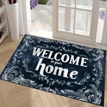 1 pieza Felpudo de bienvenida con patrón "Hogar dulce hogar" - Antideslizante, adecuado para interiores/exteriores, absorbe agua y resistente a la suciedad, adecuado para dormitorio, baño, cocina, entrada - Decoración del hogar lavable, suave y esponjosa para primavera/verano