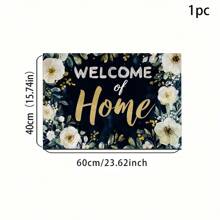 1 pieza Felpudo de bienvenida con patrón "Hogar dulce hogar" - Antideslizante, adecuado para interiores/exteriores, absorbe agua y resistente a la suciedad, adecuado para dormitorio, baño, cocina, entrada - Decoración del hogar lavable, suave y esponjosa para primavera/verano