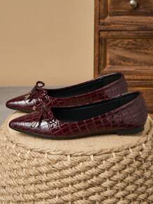 Damen spitze Flache Schuhe, burgunderroter Schleife Anhänger, Alltag, Outdoor, Lässig, vielseitig, Frühling/Sommer/Herbst