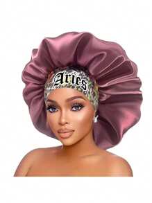 1 pezzo Cuffia in satin con stampa personalizzata delle 12 costellazioni, ampia fascia elastica, cappello da notte, cuffia per doccia, accessori per capelli e prodotti per parrucchiere, salone di bellezza, articoli da viaggio essenziali