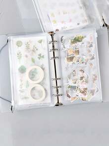 A6 Size Transparent Binder With 6 Zipper Closure Storage Bags - Multicolor - View 1