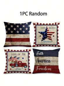 4pcs/1pc Independence Day Pillowcase, American Independence Day Decorative Pillow Cover, Red, White, Blue Striped Design, Pentagram, Truck, Flower Pattern Design, Used For Party Decoration In Living Rooms, Sofas, And Bedrooms | 18x18 Inches | Zipper Closure | Soft And Comfortable Fabric - Durable, Fade Resistant, Machine Washable, Suitable For Independence Day Gifts, Independence Day Decorations, And Home Decor. No Pillow Core