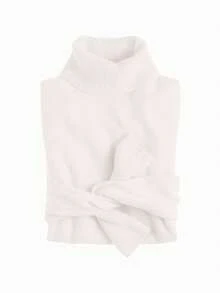 MF Kit 3 Basic Women's Knitted Blouse High Neck Cacharrel Sweater - MILITAR/BRONZE/BRANCO - 查看 2