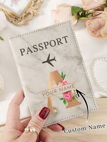 Custom Name & A-Z Letters Passport Wallet - Personalized Leather Passport Cover With Card Slots, Custom Travel Passport Case For Holiday Travel Protection, Multifunctional Custom Travel Essentials Organizer For Passport, Boarding Pass, Credit Cards, School Supplies, For Teenagers, Junior High School Students, Middle School Students, High School Senior High School Students, College Students, University Students, Freshman, Sophomore, Underclassmen,Chic Autumn, Urban Chill,New Year Glamour