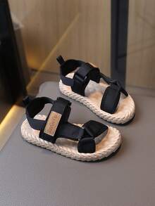 Sandalias de moda de verano para niñas, zapatos para la playa con suela blanda para niños pequeños y niños grandes - Negro - Ver 5