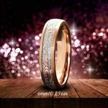 Modna i luksusowa obrączka ze stali nierdzewnej z jego i jej imitacją meteorytu i poroża jelenia Zestaw ślubny w kolorze różowego złota, obrączka z różowego złota Rocznica pamiątkowa obrączka