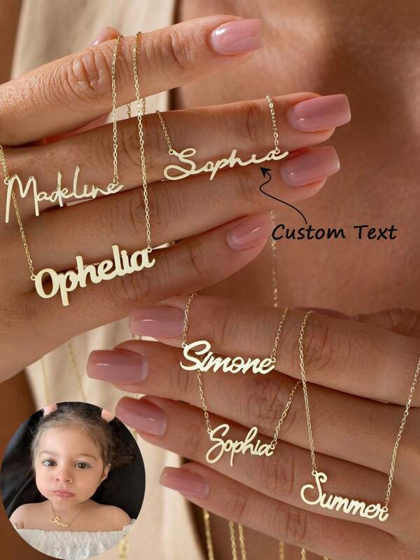 1PC Personalized Children Boys And Girls Simple Name Stainless Steel Necklace ,Customized For Delicate Gift For Kids, Baby Shower,Back To School Winter Gift Ideas Boy Girl Valentine's Da,Mother's Day Gift