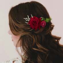 Handgemachter Samt Rosen Haarkamm, Hochzeitsfeier Haaraccessoire, künstliche Blumen Braut Haarschmuck, künstliche Blumen Rosen Haarspange, perfekt für Abschlussball, Bankett, Veranstaltungen