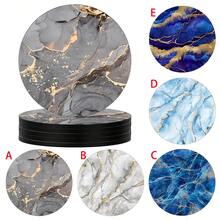 6pcs Marble Pattern Coasters Set,Colorful Heat Insulation Mat, Washable Placemat, Anti-Scalding Non-Slip Table Mat, Car Coaster, Perfect For Home, Cafe, Office, Kitchen,Tea Time, Themed Party Decor, Exquisite Gifts - Multicolor - View 2
