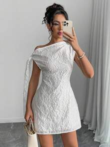 Đầm dệt kim dáng ngắn tối giản, không tay, màu trơn, buộc dây vai, dành cho nữ, chất liệu vải họa tiết bướm màu sáng, màu trắng, thích hợp cho mùa hè. - trắng - Xem 4