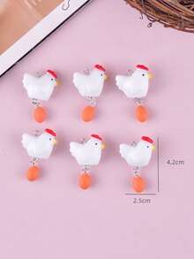 Bộ 6/10/20 món trang sức bằng nhựa hình gà mái và trứng dễ thương, mặt dây chuyền, bông tai, phụ kiện dây chuyền. - Gà mái và trứng - Xem 5