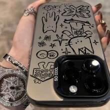 Cute Cat Pattern Phone Case, Anti-Drop & Shockproof Phone Protective Cover, Phone Accessory Compatible With IPhone 15 14 13 12 11 Pro Max Funny  Phone  Case Protection Protector - Black - View 6