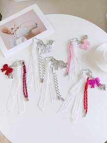 NS Style Metal Heart Key Chain With Lace And Acrylic Bow Pendant Bows Y2K Beach Accessories Daisy - Multicolor - View 2