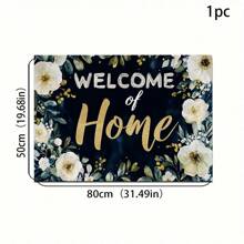 1 pieza Felpudo de bienvenida con patrón "Hogar dulce hogar" - Antideslizante, adecuado para interiores/exteriores, absorbe agua y resistente a la suciedad, adecuado para dormitorio, baño, cocina, entrada - Decoración del hogar lavable, suave y esponjosa para primavera/verano