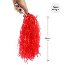 Pair Of Red & White Pom Poms – Perfect For England Football, Rugby & Cheerleading - Red and White - View 3