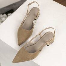 Fall/Winter Women's Pointed Toe Backstrap Flat Loafers - Apricot - View 2