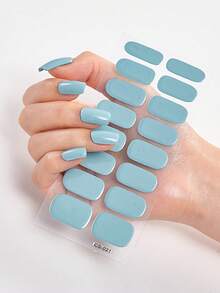 16pcs/Pack Solid Color Nail Stickers, Full Cover Nail Art Decorations