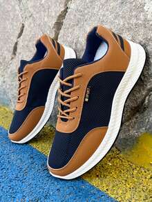 Men's Mesh Breathable Sneakers, Non-Slip Durable Casual Sport Shoes, & Versatile