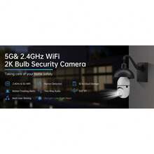 Light Bulb Security Camera With 3MP HD, Infrared Night Vision, Pan/Tilt, 2-Way Audio, Human Detection & Alexa Compatibility