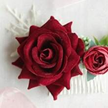 Handgemachter Samt Rosen Haarkamm, Hochzeitsfeier Haaraccessoire, künstliche Blumen Braut Haarschmuck, künstliche Blumen Rosen Haarspange, perfekt für Abschlussball, Bankett, Veranstaltungen