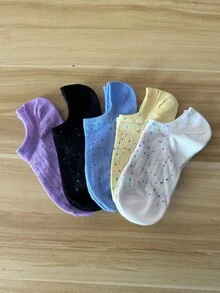 7/14 Paar Damen Polka Punkt & Gestreift Kurze Socken, geeignet für alle Jahreszeiten, mehrfarbig, Lässig, süße Damen Bootsocken