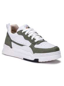 Jade Women's Casual White Sneaker With Suede Details And Comfort Street Sole 623-GG - 軍綠色 - 查看 7