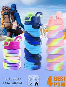 500ml (17,6OZ) - Bình nước silicon có thể gấp gọn - Thiết kế có thể gập lại với kẹp và tay cầm Carabiner, - Bình đựng nước ngoài trời chống rò rỉ khi đi bộ đường dài/cắm trại/phòng tập thể dục (chống cát/nhiệt đới/có thể rửa bằng máy rửa chén) - Thích hợp cho thể dục ngoài trời, yoga, thể thao, hoạt động tiệc tùng, du lịch, cắm trại, quà tặng Ngày của Mẹ, quà tặng cho cặp đôi - Quà tặng Giáng sinh, đồ trang trí Giáng sinh, quà tặng Valentine - Nhiều màu - Xem 2