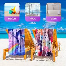 1 Stück Outdoor Sport Cartoon Hund Muster multifunktionales Strandtuch, Yogamatte, Strandschal, reiseportables schnell trocknendes saugfähiges Digital-Muster-Handtuch, Strandutensilien, Strandaccessoires, Pool-Schwimmhilfe