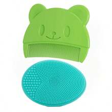 2 件套婴儿洗发水套装硅胶刷和梳子，头部清洁器（用于乳痂）和头发顺滑剂